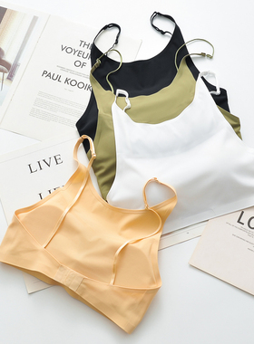 抹胸内衣女防走光2025新款细肩吊带美背文胸一体无痕背心式裹胸罩