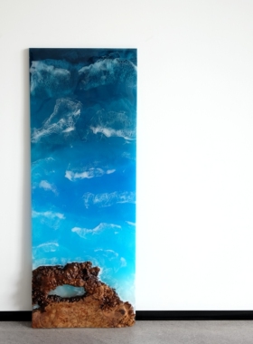 手工树脂画立体海浪装饰画玄关背景墙装饰画餐厅挂画模型摆台地台