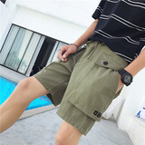 K67/P32日系刺绣质感人字纹五分裤工装中裤大码短裤男控58，男装休闲裤，电商A141