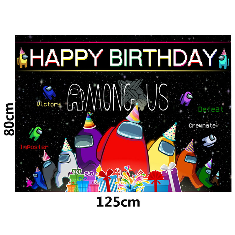 太空狼人杀游戏主题生日装饰背景布among us海报生日派对布置用品