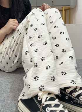 夏季2025女薄款可爱新款韩版小个子宽松直筒休闲阔腿裤白色裤子潮