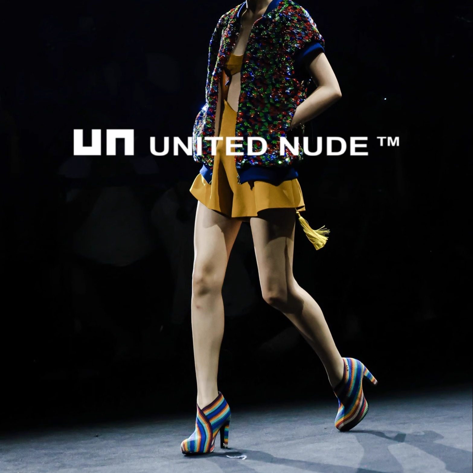 UNunitednude25秋冬新品Fold Hi II高跟鞋女彩带圆头时装靴短靴子 - 实物图