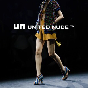 UNunitednude25秋冬新品Fold Hi II高跟鞋女彩带圆头时装靴短靴子