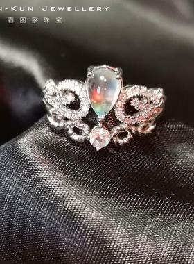 珠宝纯银镶嵌天然月光石戒指