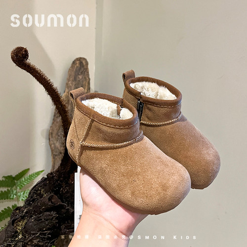 女童雪地靴2025冬季新款勃肯鞋儿童二棉鞋男小童加绒保暖鞋宝宝鞋