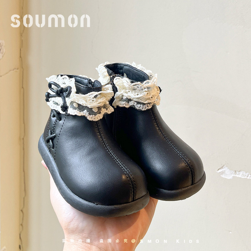 书萌儿童皮靴加绒二棉鞋2026新款女童冬鞋保暖鞋休闲板鞋宝宝鞋子