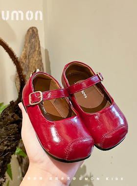 书萌女童小皮鞋儿童鞋子女红色新款爆款浅口单鞋宝宝鞋韩版公主鞋