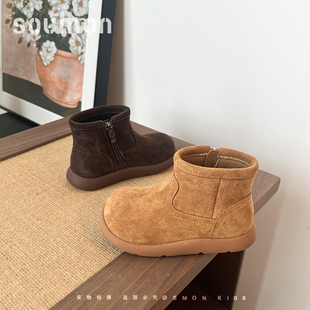 书萌儿童皮靴女小童英伦风短靴秋款2026新款女童防滑单靴宝宝靴子