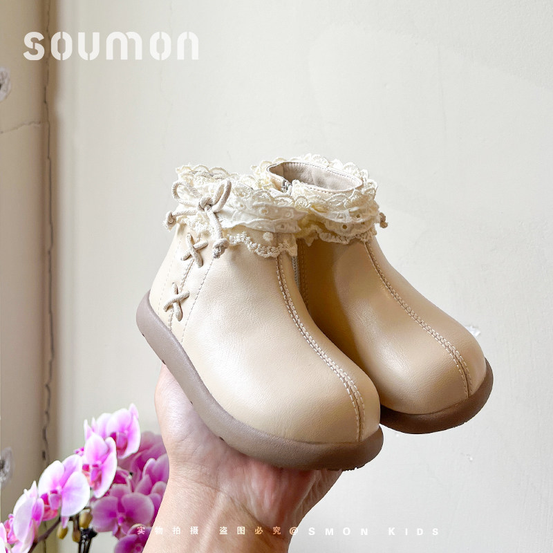 书萌儿童皮靴加绒二棉鞋2026新款女童冬鞋保暖鞋休闲板鞋宝宝鞋子