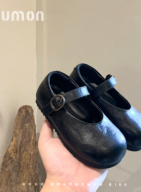 儿童黑色皮鞋春秋新款女童公主鞋小女孩软底单鞋防滑芭蕾鞋子银色