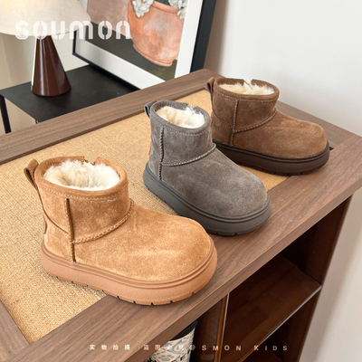 儿童雪地靴2025新款冬季加绒加厚保暖女童靴子大棉鞋防滑短靴女孩
