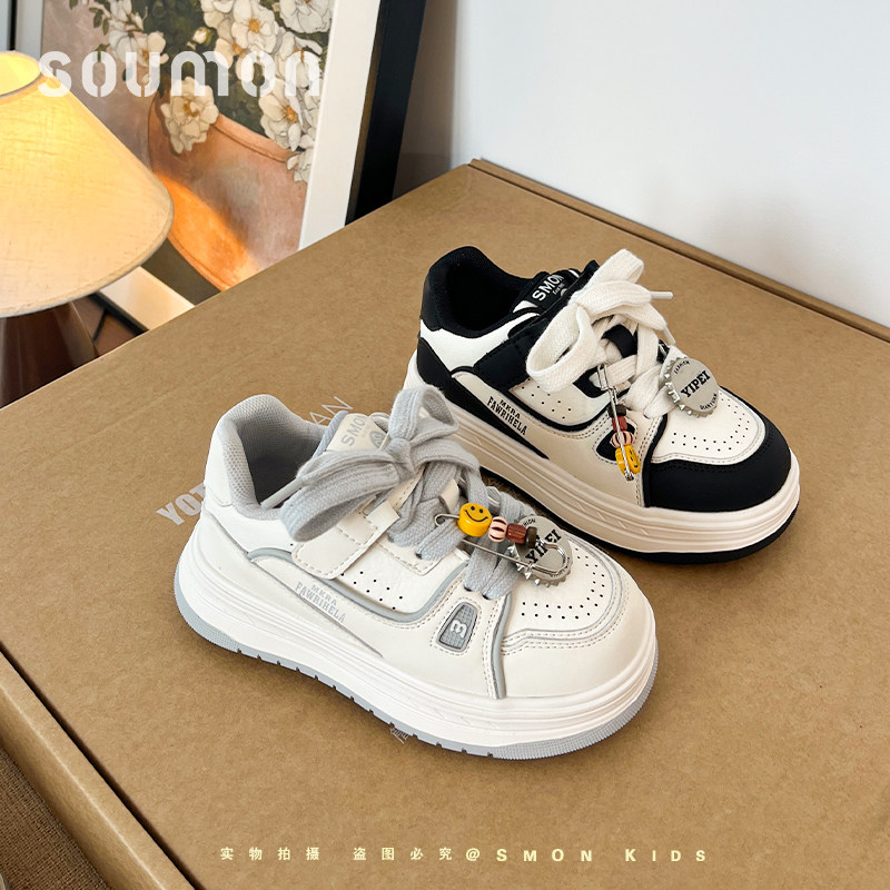 书萌儿童运动鞋2026春秋新款女童厚底休闲小白鞋男童百搭舒适板鞋