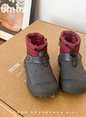 儿童雪地靴男童防水大棉鞋冬季保暖防滑户外棉靴女童加绒鞋宝宝鞋