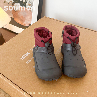 儿童雪地靴男童防水大棉鞋冬季保暖防滑户外棉靴女童加绒鞋宝宝鞋