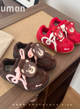 儿童运动鞋卡通可爱女童红色德训鞋中大童阿甘鞋女小童户外休闲鞋