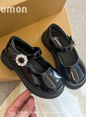 书萌女童小皮鞋2025春秋新款儿童黑色英伦风皮鞋玛丽珍女宝公主鞋