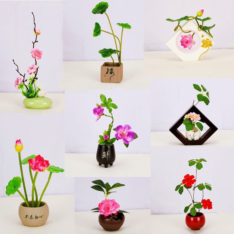 酒店摆盘装饰花草意境菜品冷菜盘仿真花/假花