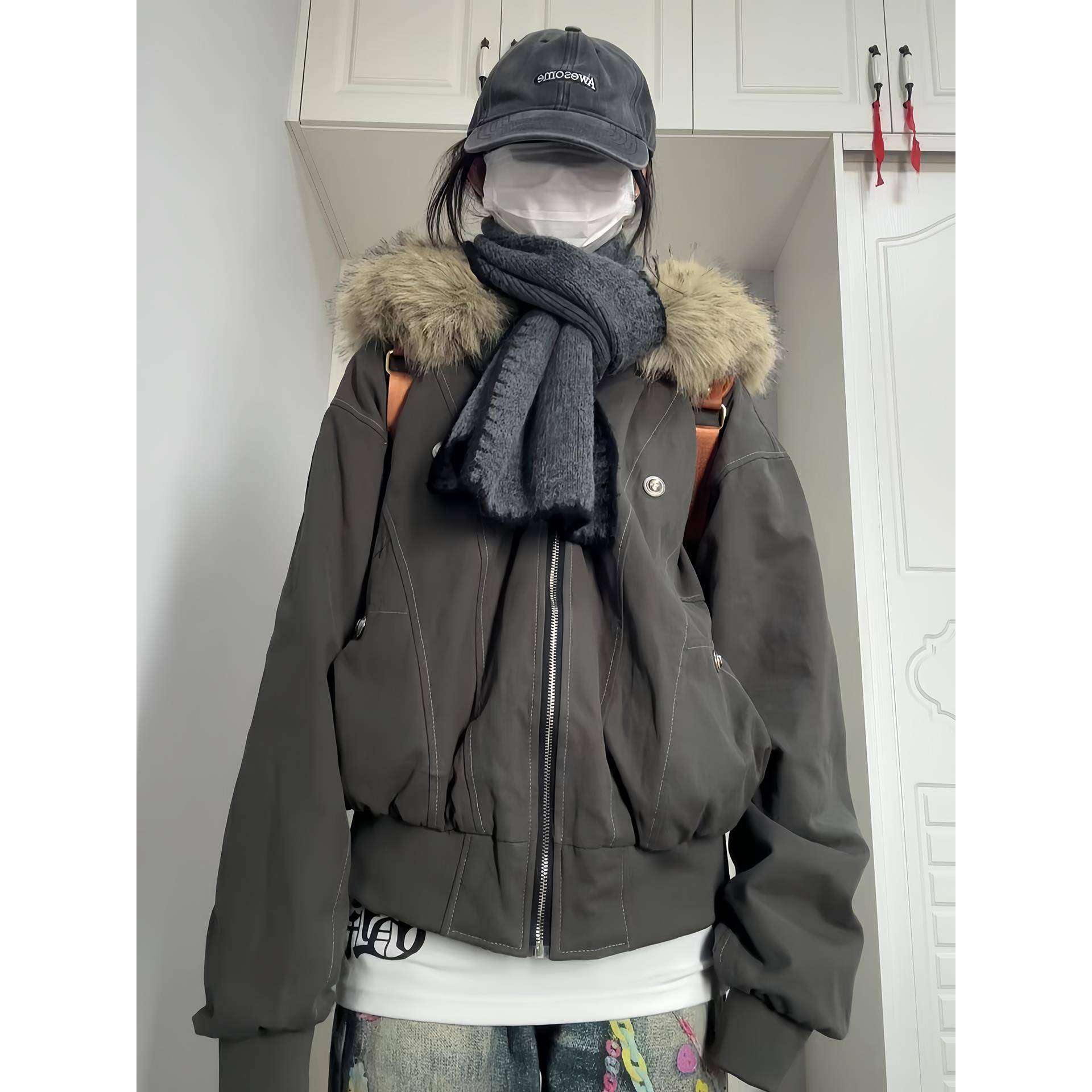 张九亿座山雕棉服女冬季新款棉衣加绒派克服小个子短款棉袄厚外套