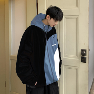 拼色潮牌夹克男士加绒外套 M229/P70 88 加绒款 P90 118图片