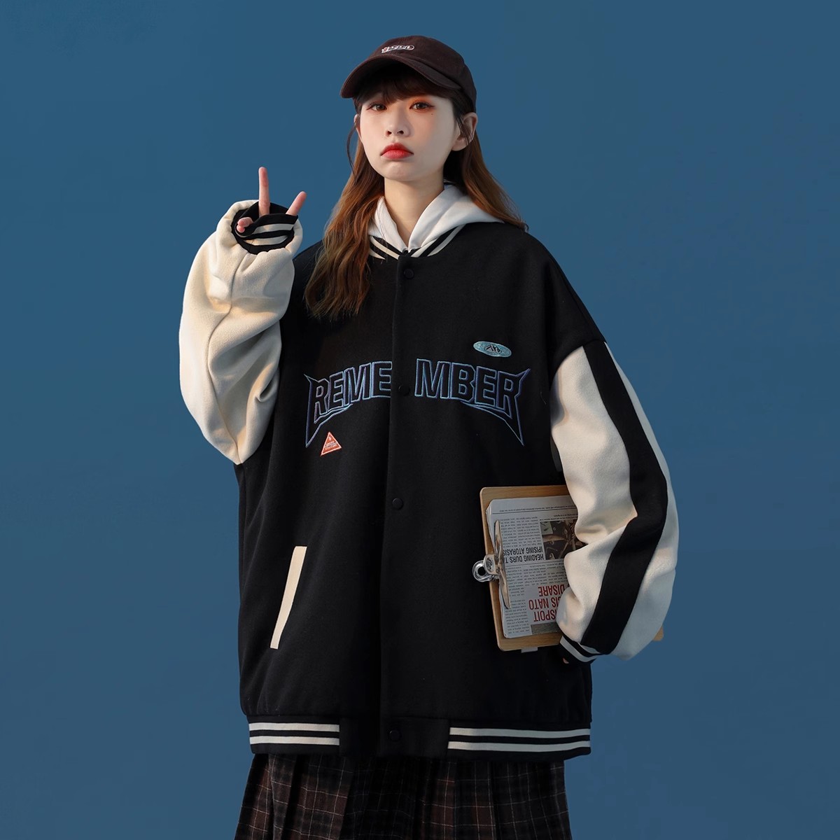 中性风冬装棒球服夹克加棉外套M225/P68控108加棉款P98控138,男装夹克,电商A146
