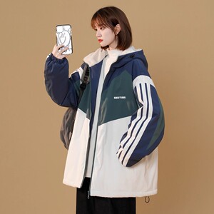 2025冬装新款 中性风撞色羊羔毛加厚棉衣外套 M265/P128 148图片