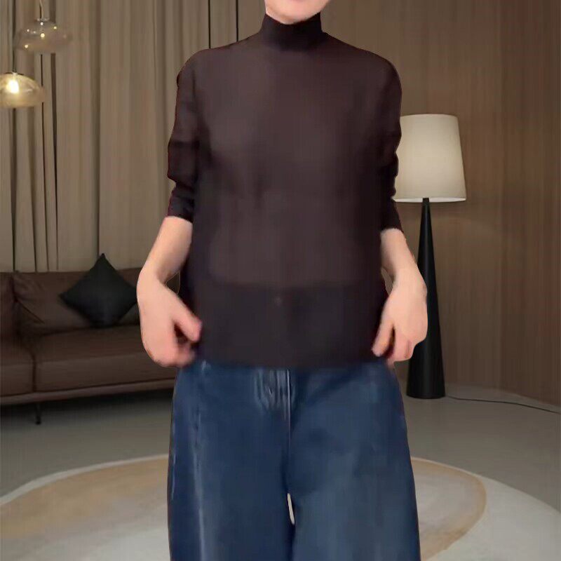 春季高领纯色通勤大码女衬衫