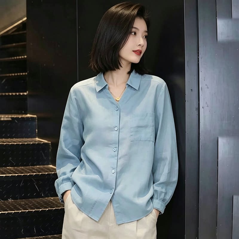 大码时尚休闲长袖衬衫女款