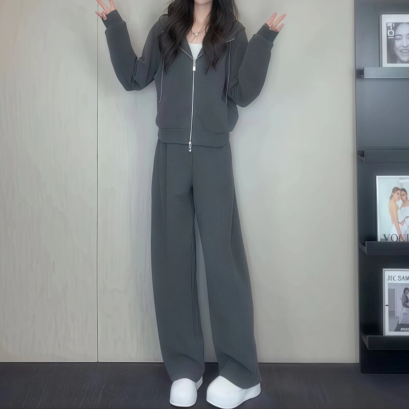 大码慵懒风显瘦秋季套装女