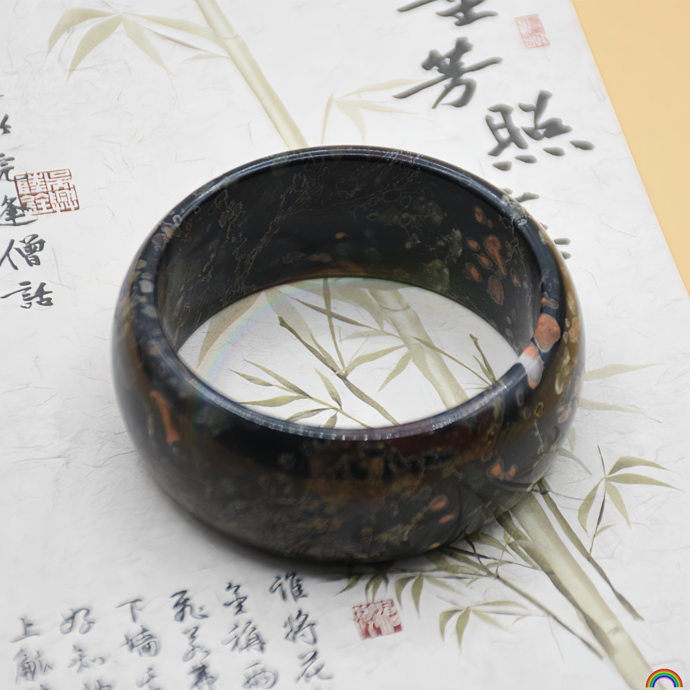天然梅花玉手镯宽版女款中国风轮胎玉石玉镯子 Rwbuy品牌珠宝