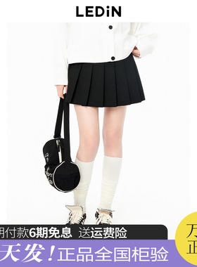 【商场同款】乐町百褶短裙秋季新款学院风黑色短款半裙C2GEE3212