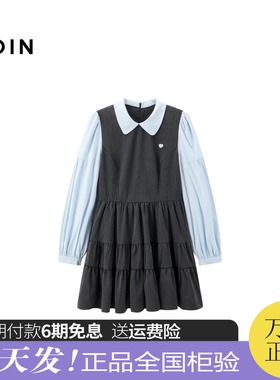 【商场同款】乐町韩系轻甜拼接连衣裙冬季学院风衬衫裙C1FAE4224