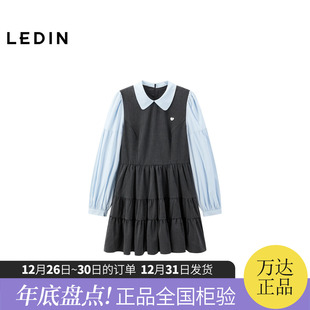 学院风衬衫 乐町韩系轻甜拼接连衣裙冬季 裙C1FAE4224 商场同款