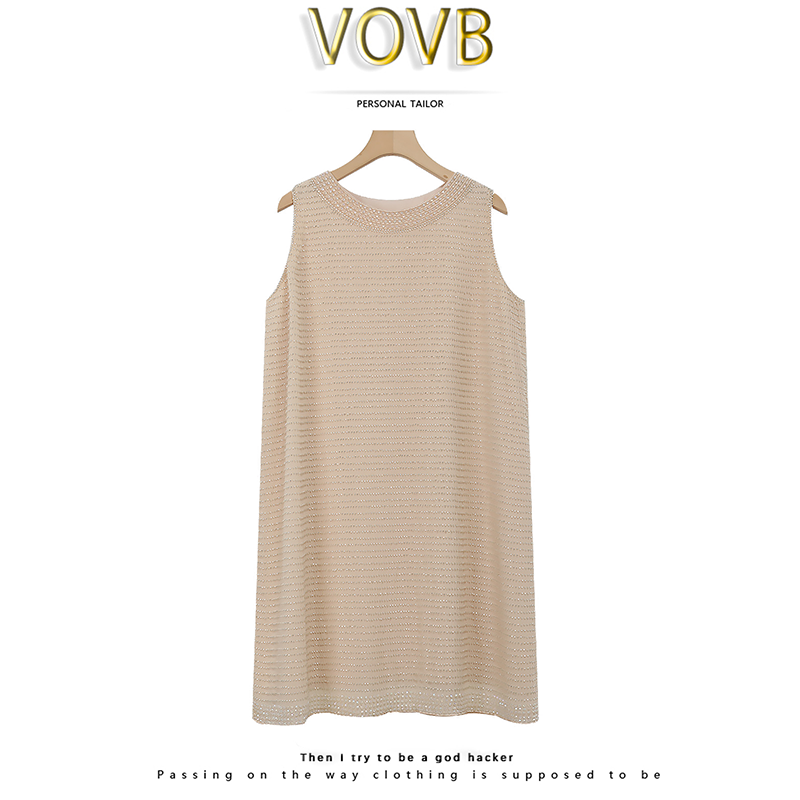 VOVB[背心裙]轻奢高级定制刺绣钉珠无袖马甲百搭时尚连衣裙女8183