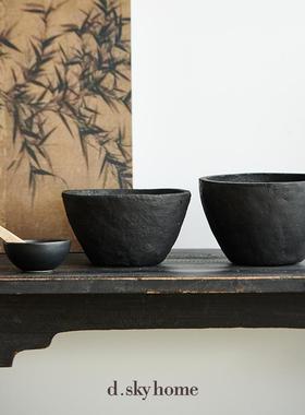 迪斯凯 菲律宾进口侘寂风复古做旧黑色手工纸质异形艺术装饰摆件