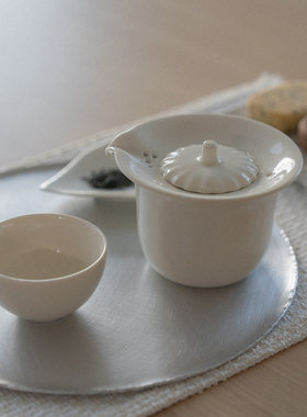韩国进口MUJAGI青白色亮光盖碗茶杯礼盒 一人茶饮具 功夫茶道茶具