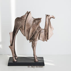 迪斯凯 印度进口古铜色铝制骆驼摆件 创意抽象马赛雕塑装饰工艺品