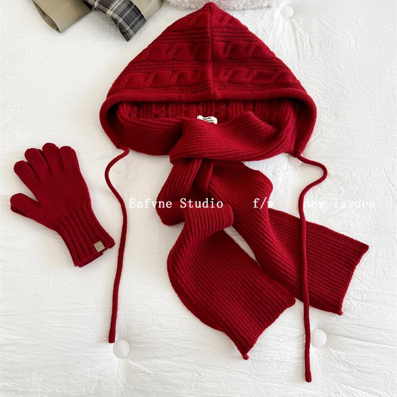 ins网感毛线帽围脖帽子一体