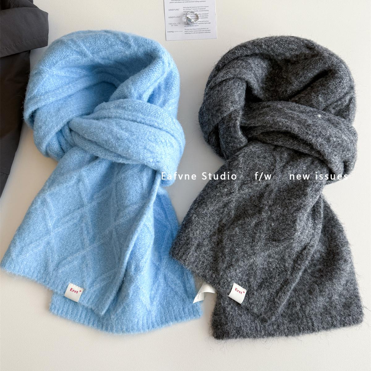 菱格含羊毛复古高级感围巾女