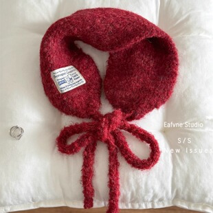 日系软糯圈圈纱系带耳暖百搭耳罩耳捂子女秋冬保暖围巾围脖护耳