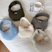 ins博主同款 秋冬自制韩系牛角扣小标手拎包百搭针织小手提包韩国