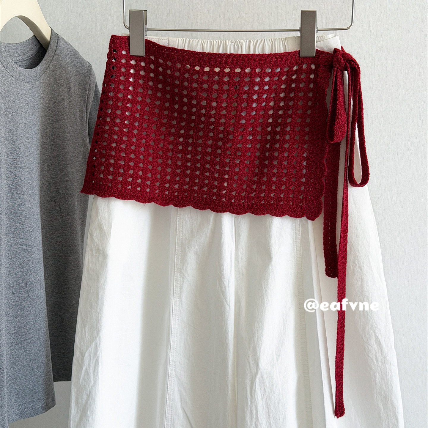 走路带风~红色高智感穿搭镂空系带针织半身裙女腰封屁帘裙帘叠穿,女装/女士精品,半身裙,淘宝优惠券,粉丝福利购,淘宝优惠卷