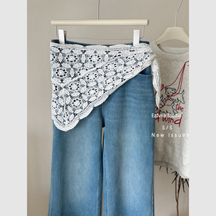 女叠穿层次感新款三角巾蕾丝披肩屁帘遮臀裙帘围裙外搭围巾半身裙