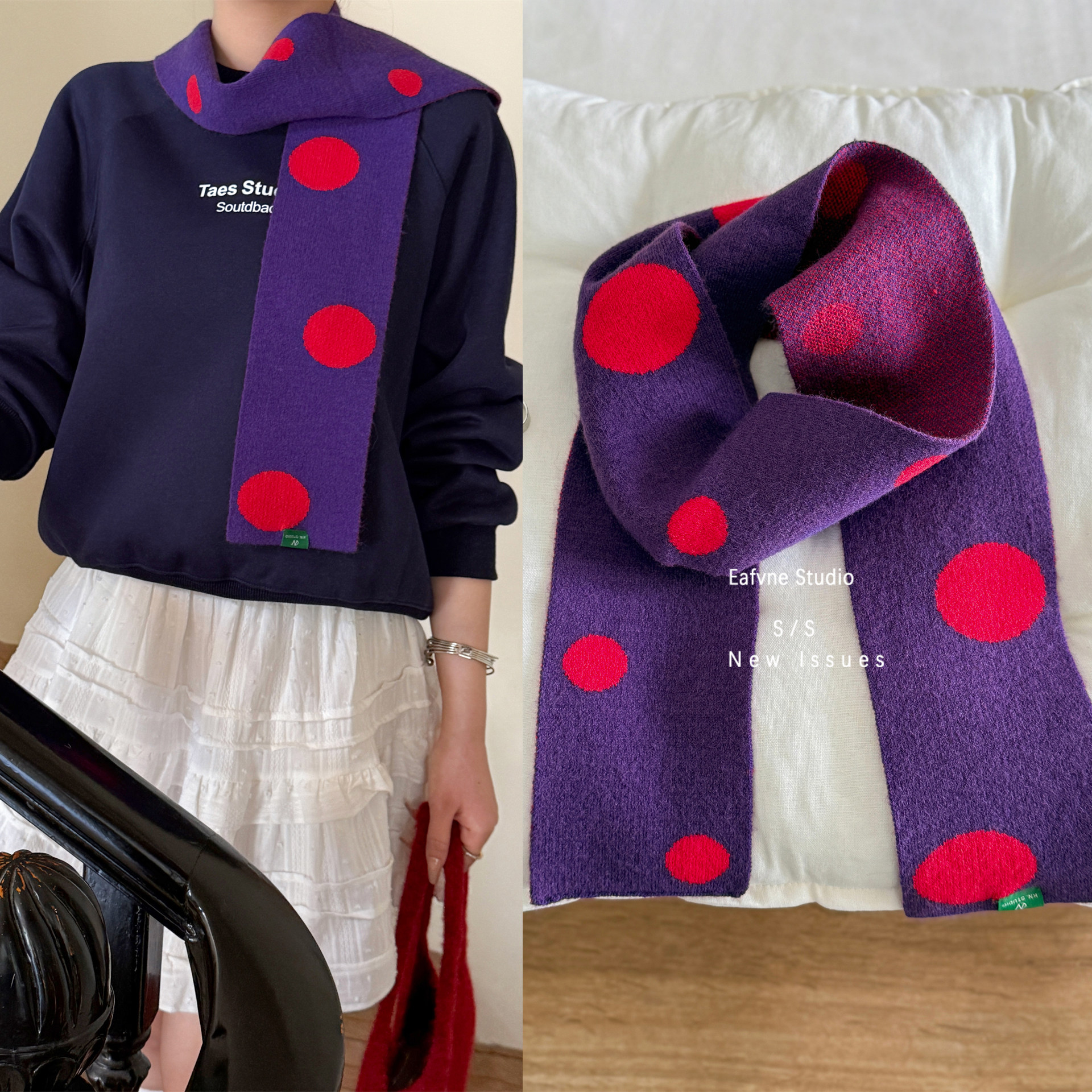 趣味时髦领巾长针织围脖秋冬出片