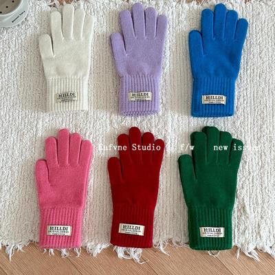 可触屏羊毛混纺手套女抗冻冬季