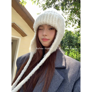 出口日本含羊毛巴拉克拉法帽绑带护耳雷锋帽女秋冬保暖百搭针织帽