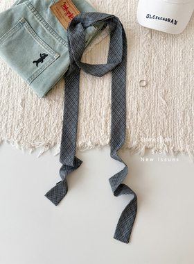 灰色休闲中性复古飘带高级感波点春秋腰带丝巾女长条细窄领巾丝带