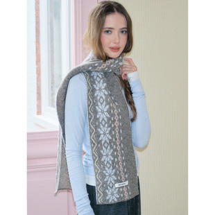 百搭韩版 秋冬经典 潮冬季 雪花围巾女2025新款 高级感围脖拼色披肩 款