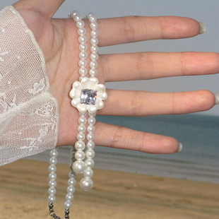 荒原原创春日花朵珍珠轻奢高级感小众vintage设计锁骨链百搭