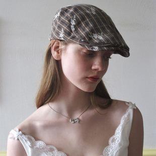 可爱简约鸭舌帽前进帽帽子 原创设计蕾丝花朵复古春夏季 春季 新品