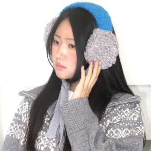 韩系ins风多巴胺色系拼色耳暖冬季 针织保暖耳罩女可爱耳套 新款